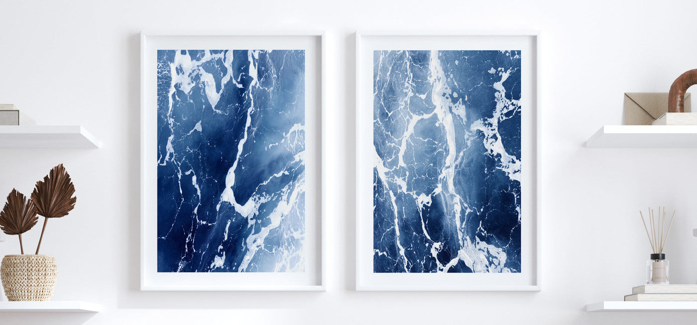set of 2 prints, ocean waves wall art | arrtopia