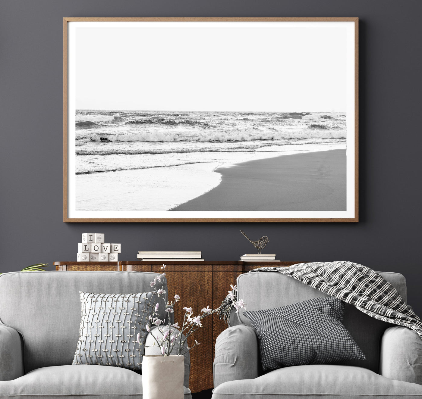 black & white beach art print | extra large coastal wall art | arrtopia
