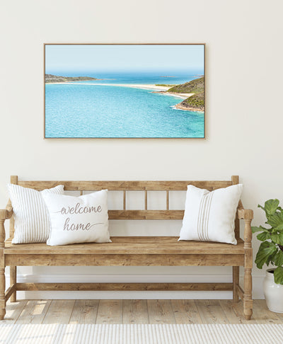 Fingal Bay View | coastal wall art | framed canvas print