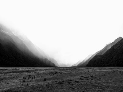 Black & White Foggy Mountains III - Set of 4