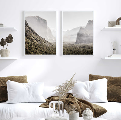 Yosemite Valley View Set of 2 Framed Canvas Prints