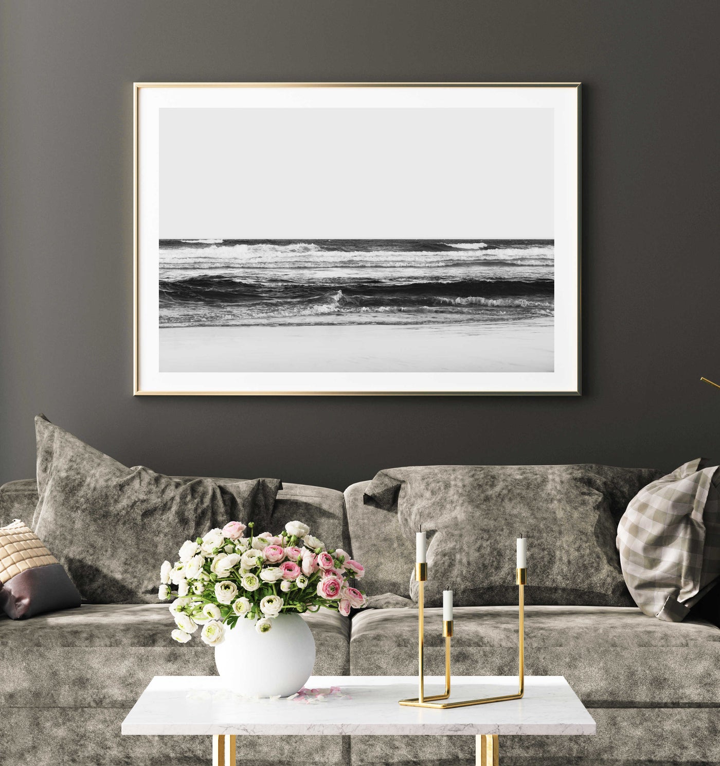 Mission Beach Black & White | Coastal Wall Art Print