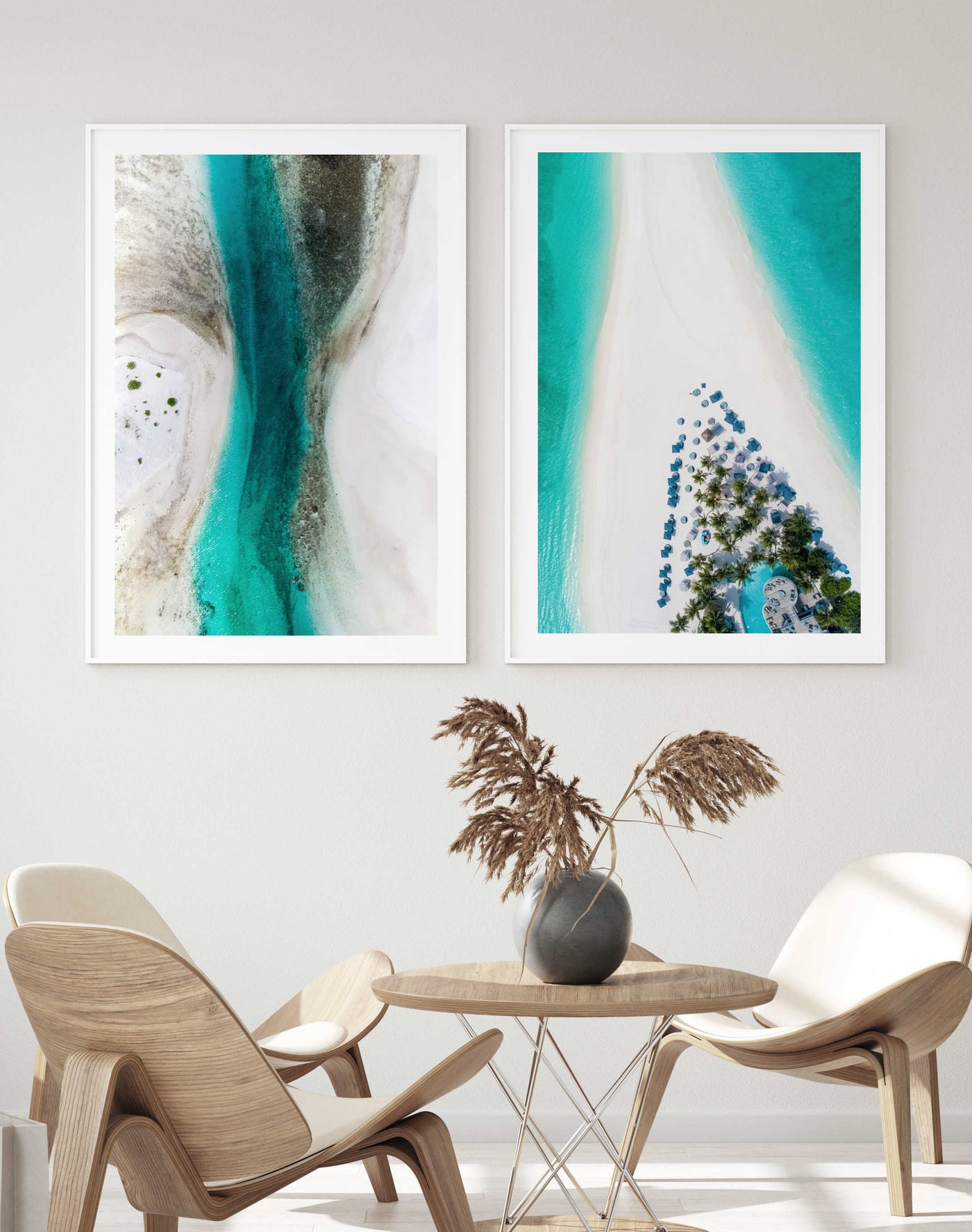 Aerial Maldives Set of 2 | Coastal Wall Art Prints