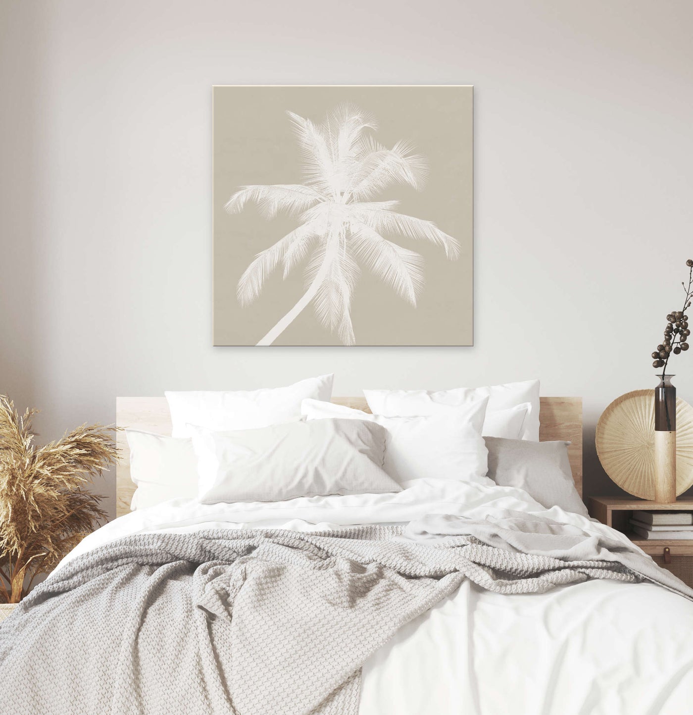 canvas palm print, boho bedroom wall art | arrtopia