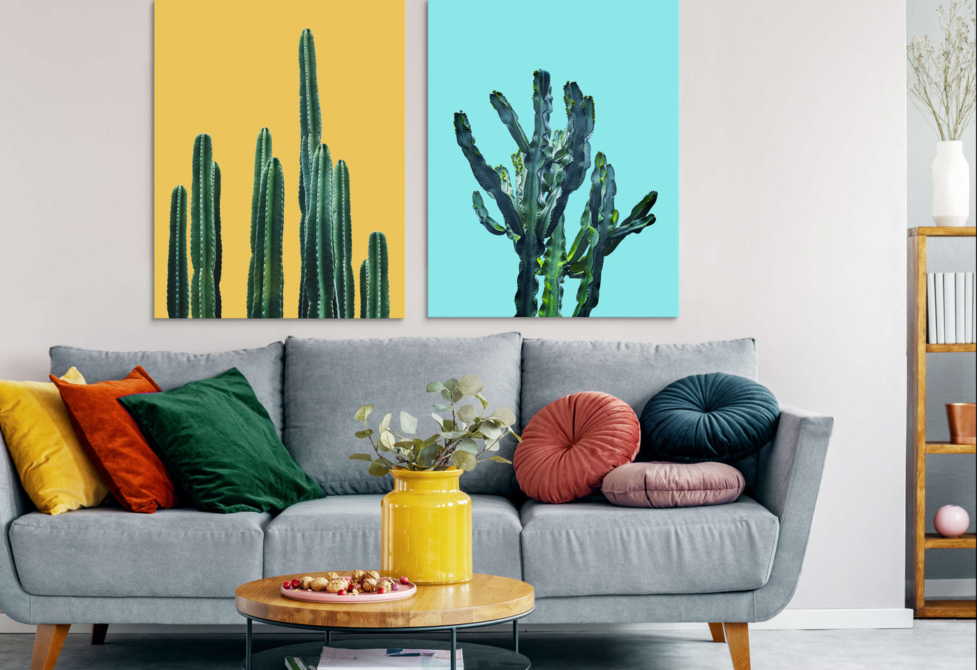 Color Pop Cacti - Set of 2 | Botanical Wall Art | Canvas Prints