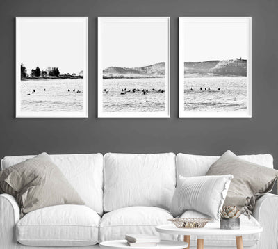 coastal wall art, set of 3, black & white prints | arrtopia