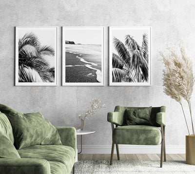 set of 3, coastal art prints, black & white wall art | arrtopia