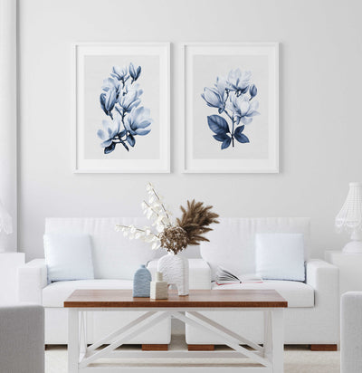 Magnolia Blooms Blue Set of 2