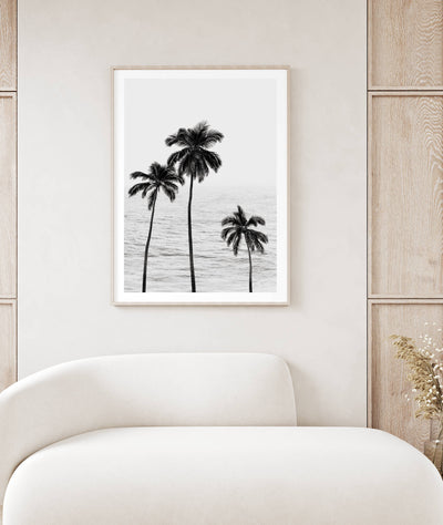 Hawaiian View Black & White | Coastal Wall Art Print