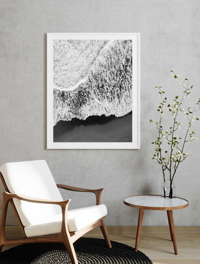 Aerial Shores Black & White III | Coastal Wall Art Print