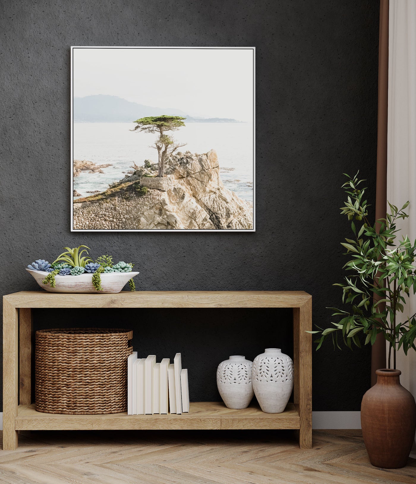 Lone Cypress II | Coastal Wall Art | Framed Canvas Print