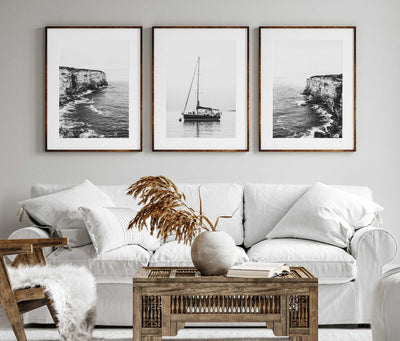 Marley Head Black & White - Set of 3 | Coastal Wall Art Prints