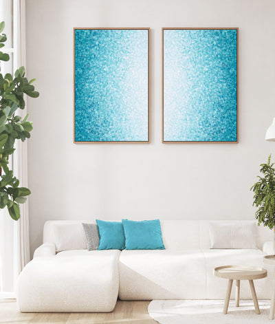 Turquoise Shimmer Set of 2 | Abstract Wall Art | Framed Canvas Prints