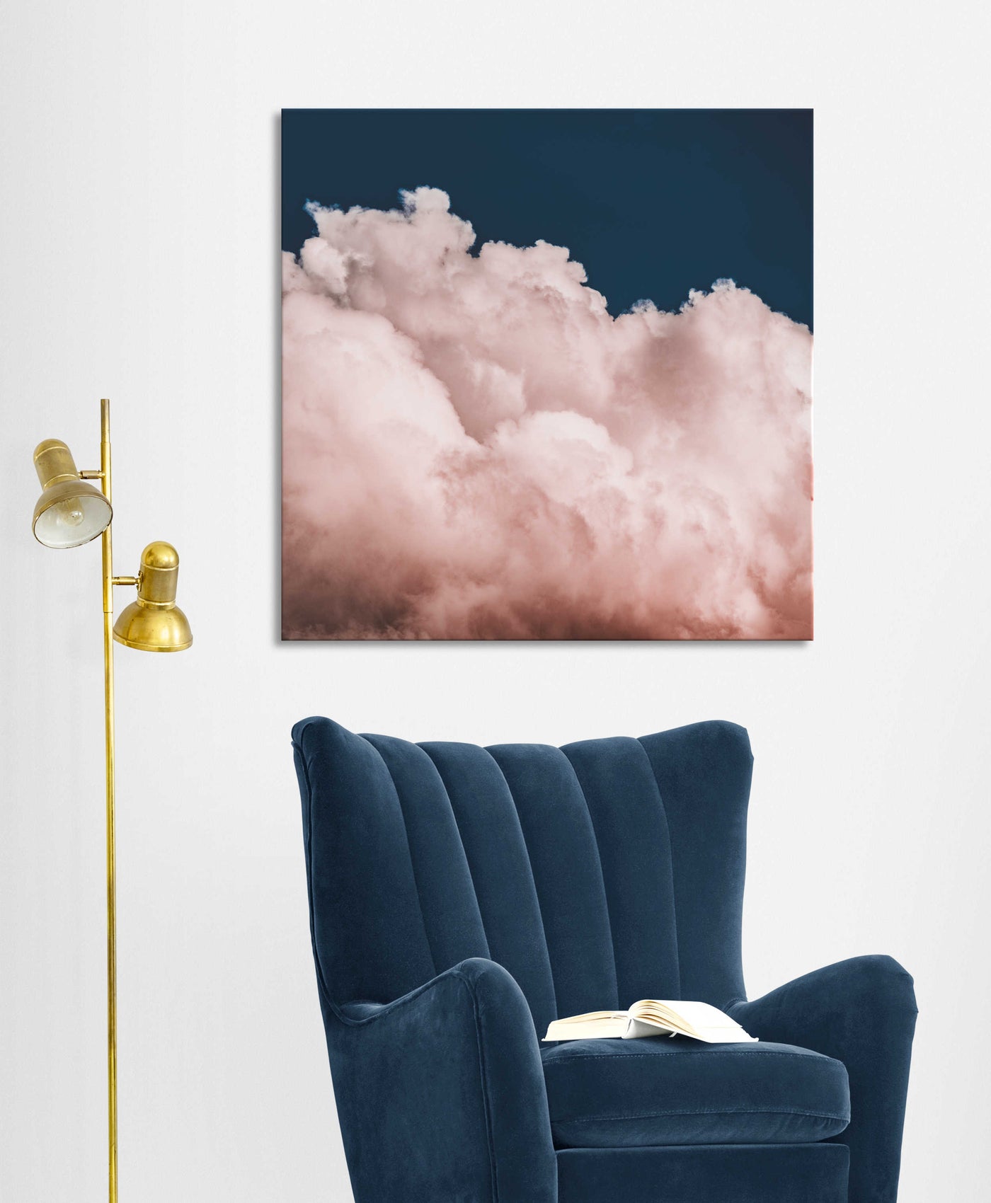 Cloud canvas art print, pink & blue wall art | arrtopia