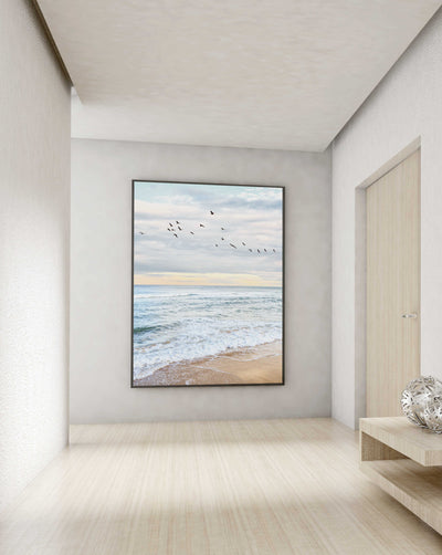 sunset beach art print, oversized coastal artwork | arrtopia
