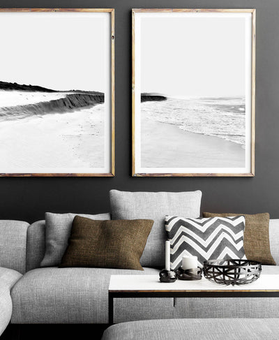 black & white beach art set, coastal wall art | arrtopia