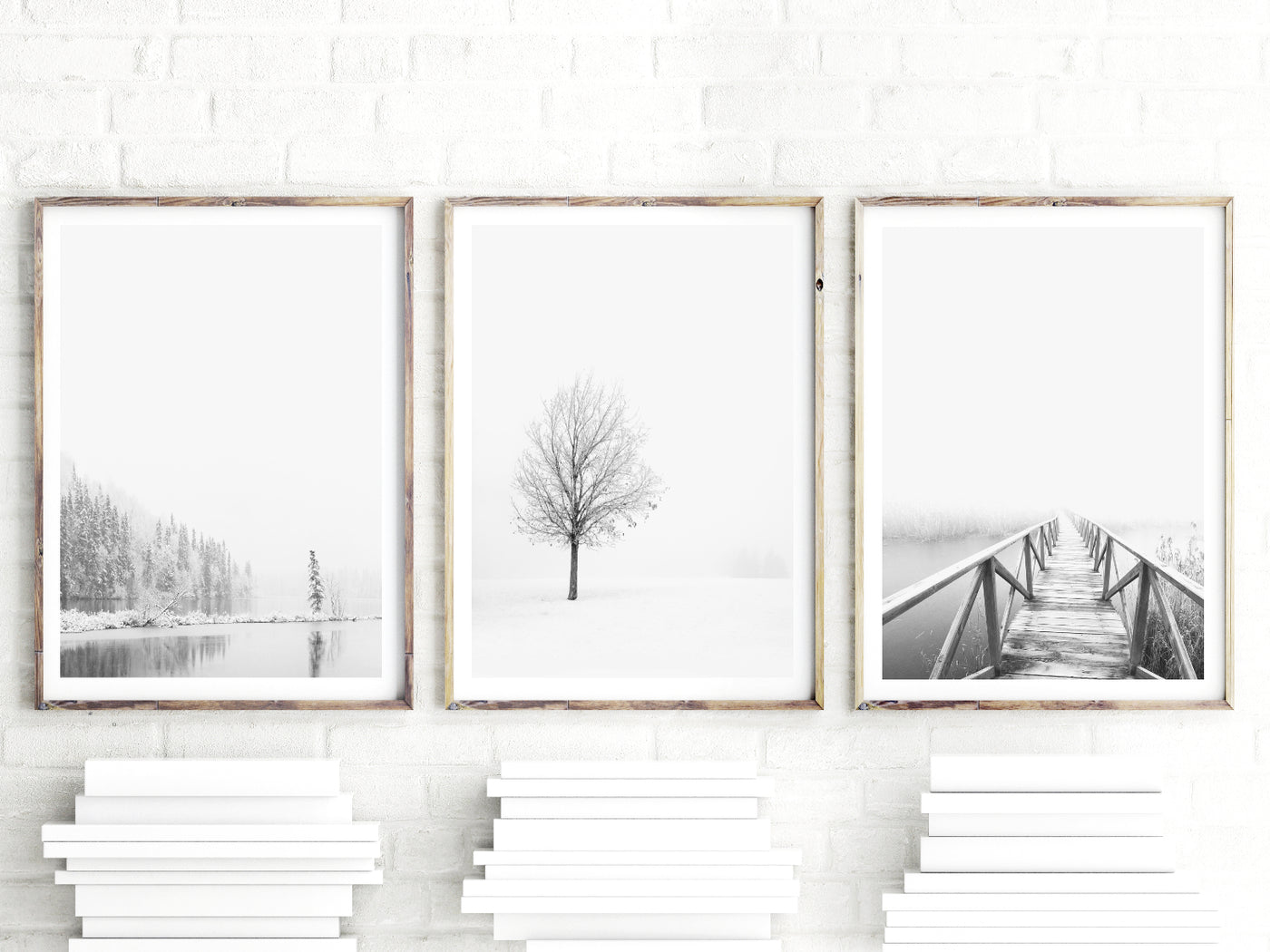 Winter Scapes - Set of 3, nature wall art, winter scenery art  - arrtopia