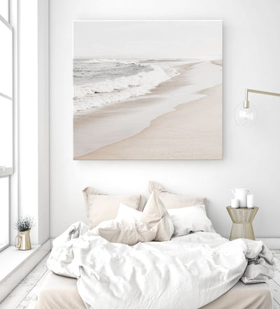 oversized beach canvas wall art by arrtopia in a contemporary bedroom