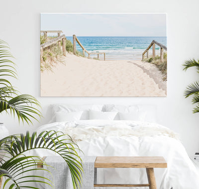 Magenta Beach Path | Coastal Wall Art | Stretched Canvas Print
