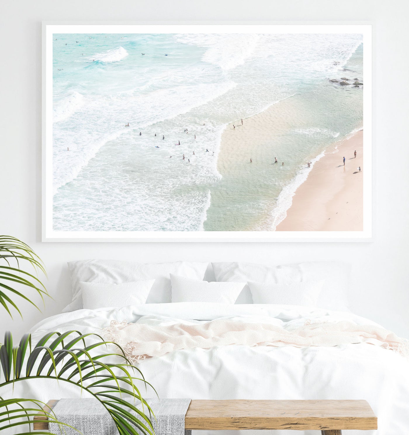 aerial beach wall art, oversized coastal print for bedroom | arrtopia