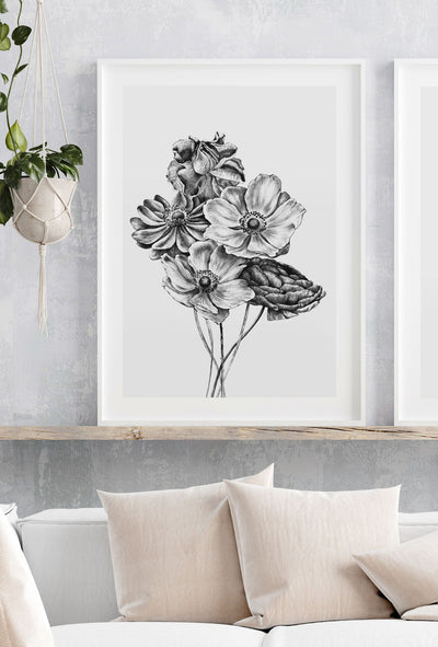 flower wall art, black & white flower art print | arrtopia