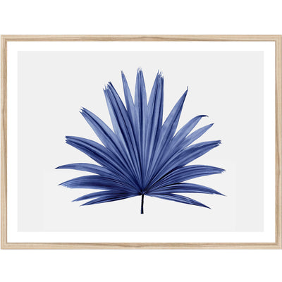 Blue Palm Leaf III | Palm Wall Art Print