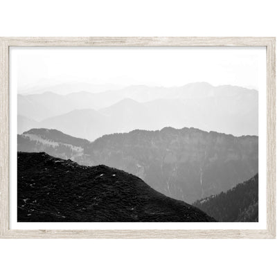Black & White Foggy Mountains I | Nature Wall Art Print