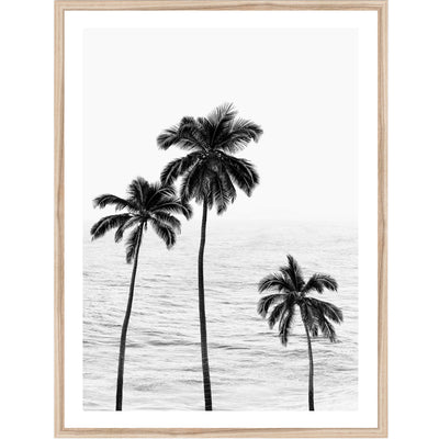 Hawaiian View Black & White | Coastal Wall Art Print