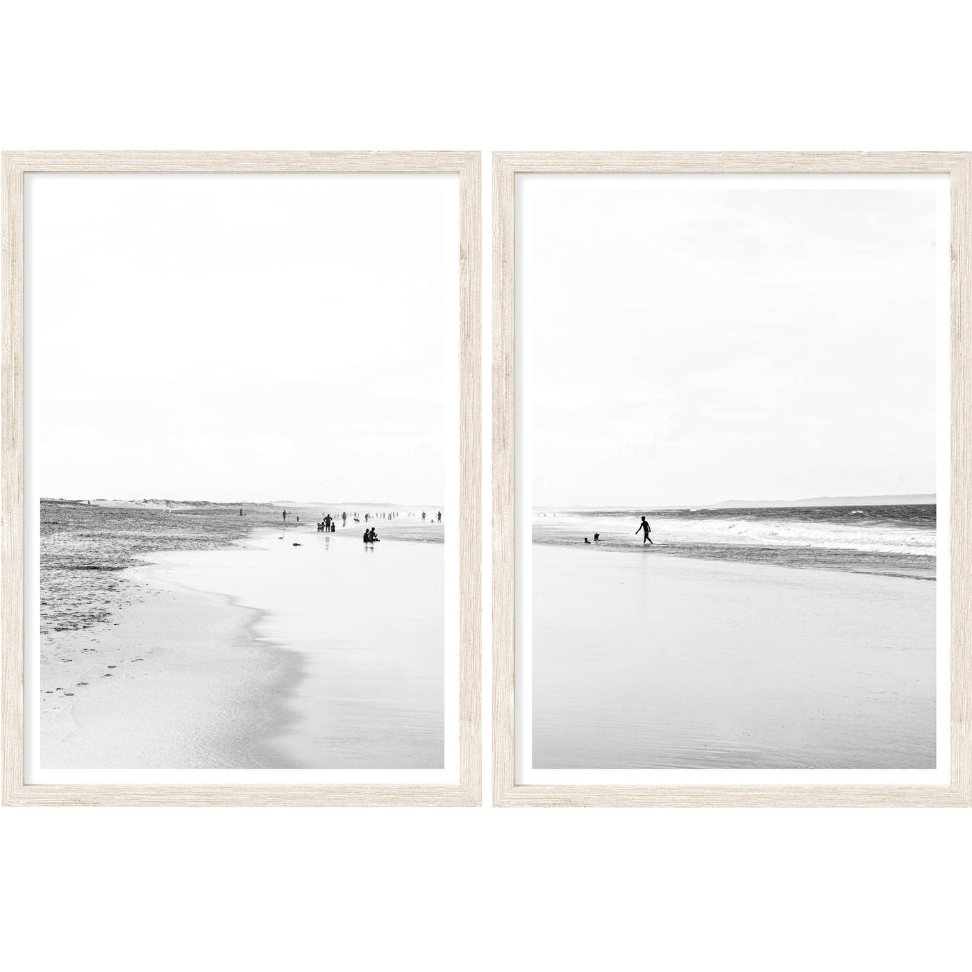 Birdie Beach Black & White - Set of 2 Prints | Coastal Wall Art
