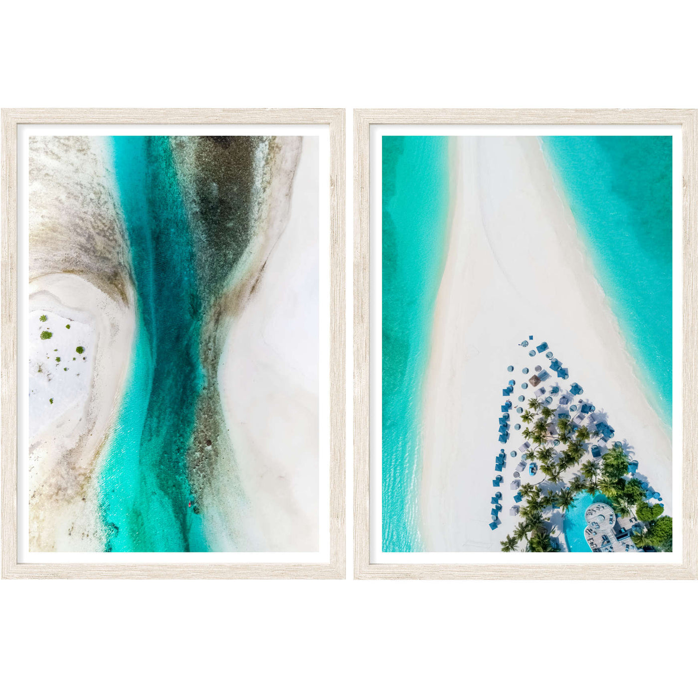 Aerial Maldives Set of 2 | Coastal Wall Art Prints