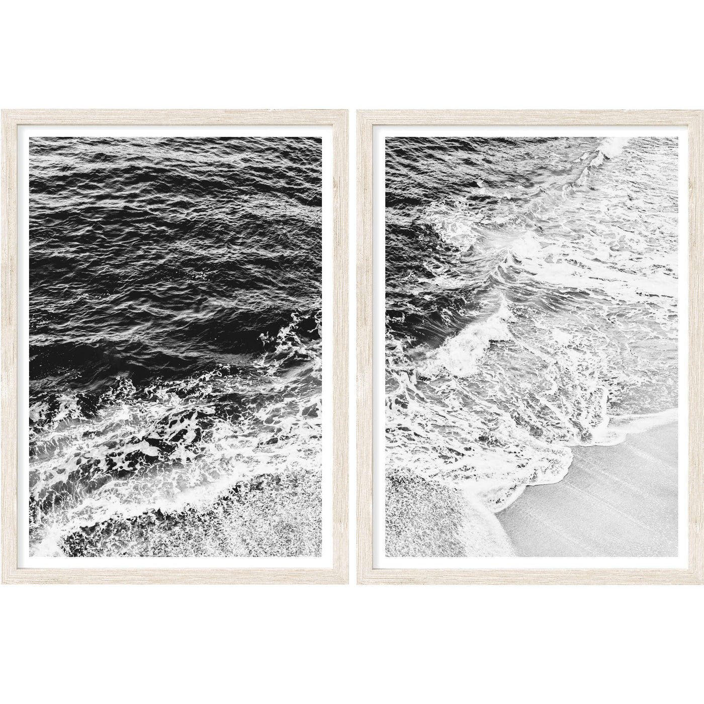 La Jolla Shores Black & White Set of 2 | Beach Wall Art Prints