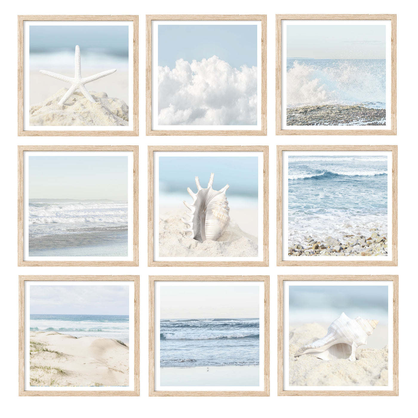 Beach Vibes Set of 9 | Coastal Wall Art Prints