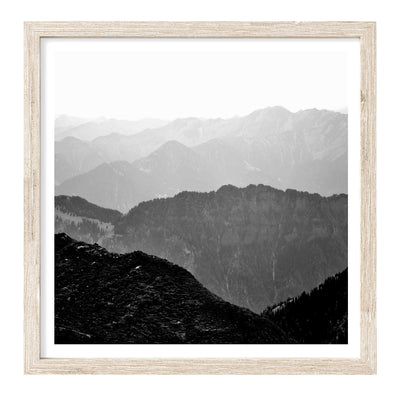 Black & White Foggy Mountains I Square | Nature Wall Art Print