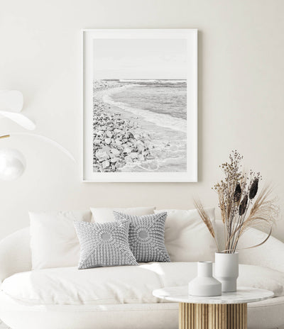 Hams Beach Black & White | Coastal Wall Art Print