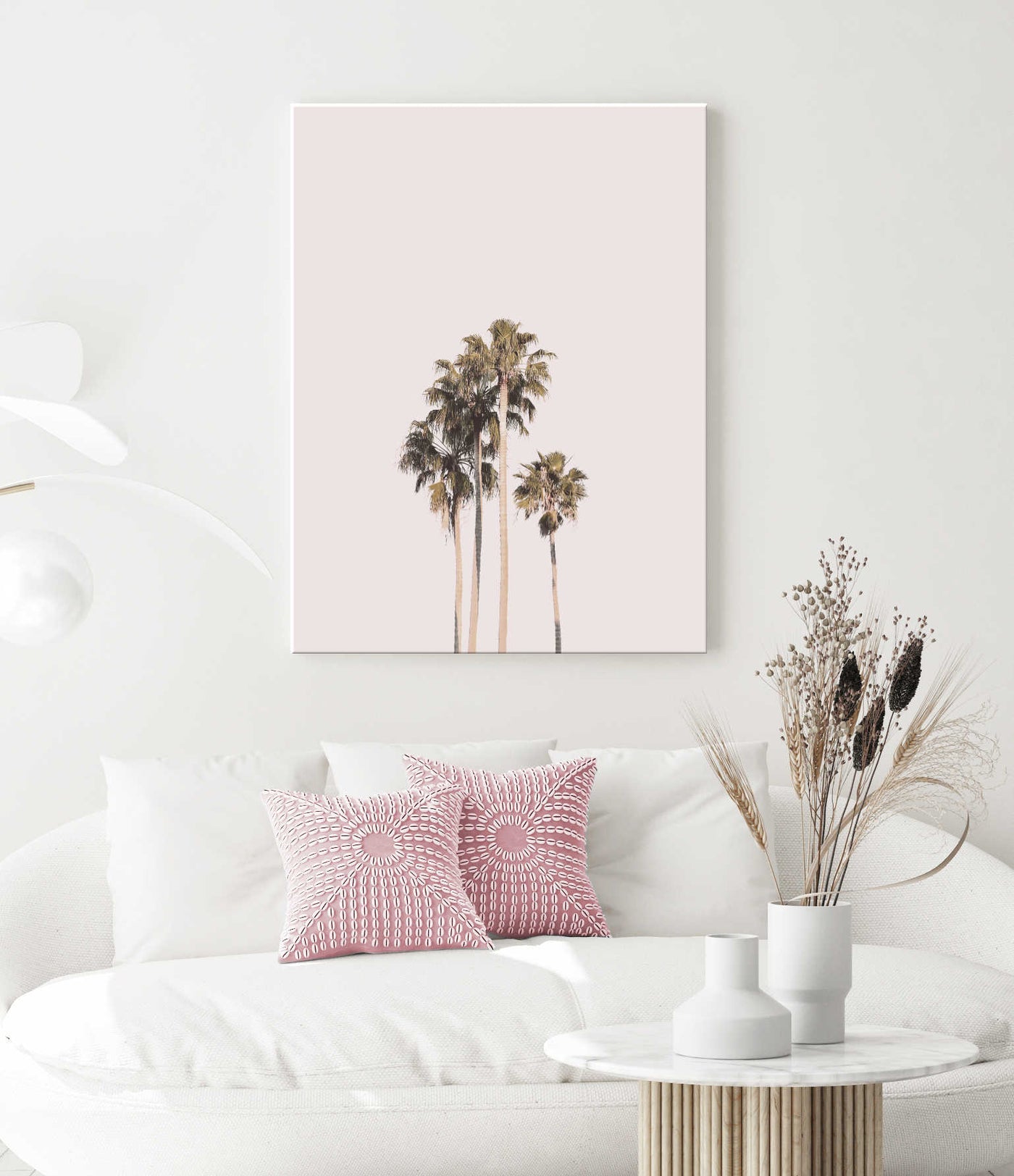 Pink Sky Palms II | Palm Wall Art | Stretched Canvas Print