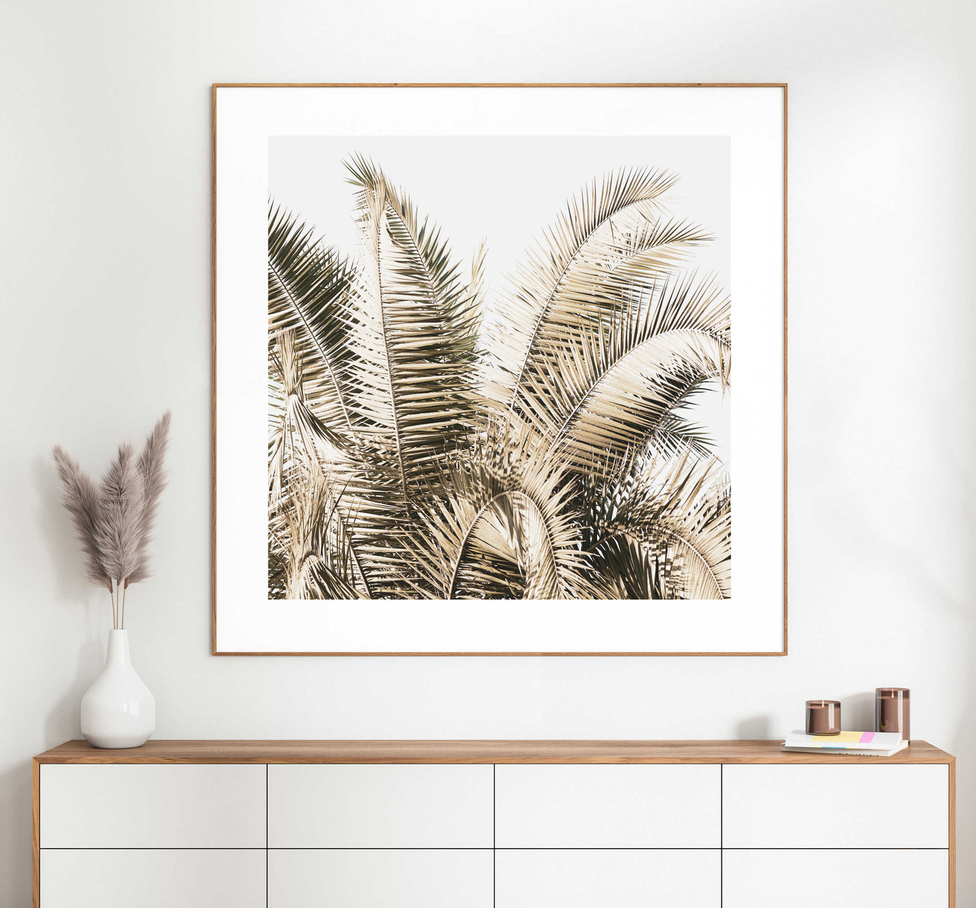 palm wall art, neutral palm leaves Print | arrtopia