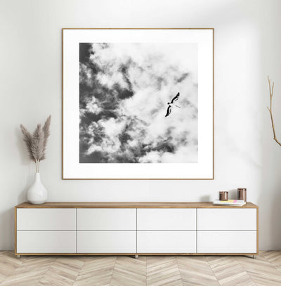 black & white cloud print, bird wall art | arrtopia