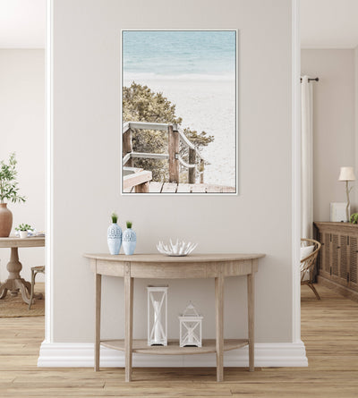 Beach Steps III | coastal wall art | framed canvas print