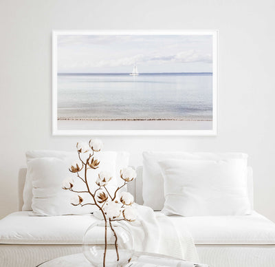 Lonely Sailboat III | Coastal Wall Art Print