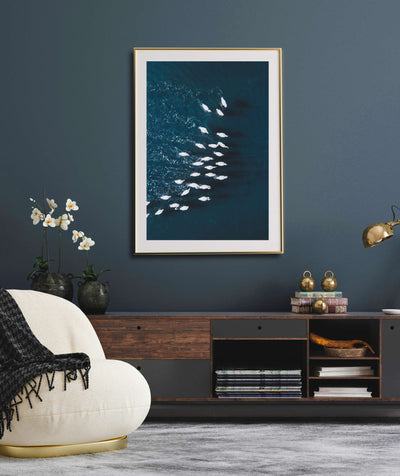 Flock of Flamingos | Coastal Wall Art Print