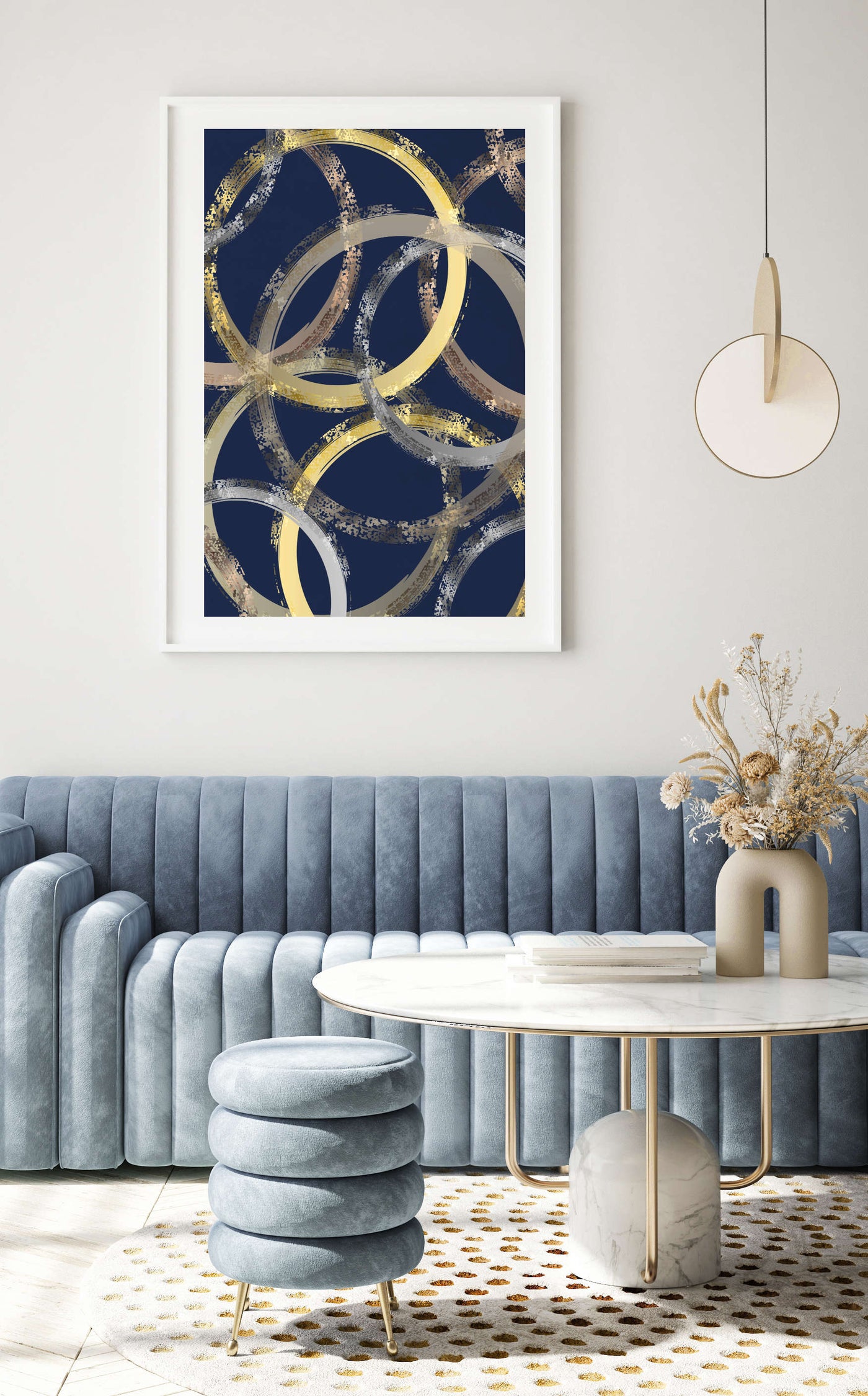 abstract art print, modern navy & gold wall art | arrtopia
