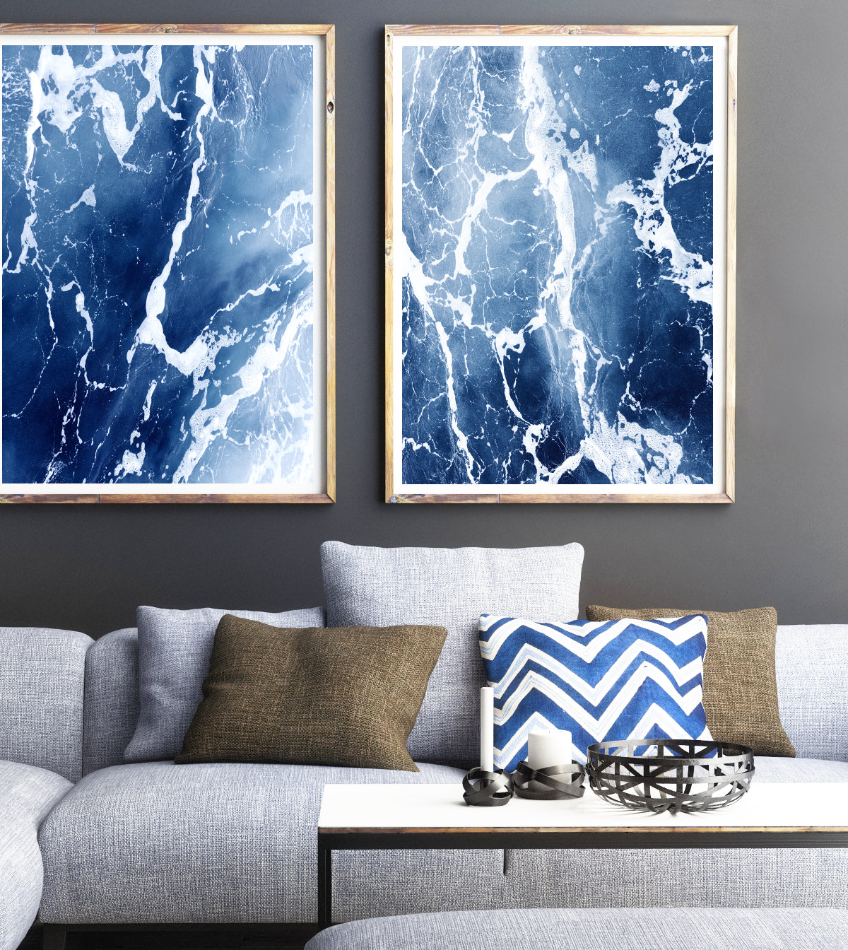 large contemporary ocean wall art print set for living room | arrtopia