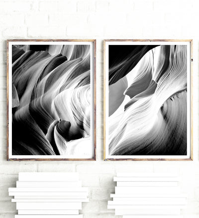 Abstract Wall Art,  Black & White Nature Textures Art Print Set, Ready-to-Hang Canvas, Extra Large Wall Decor | arrtopia