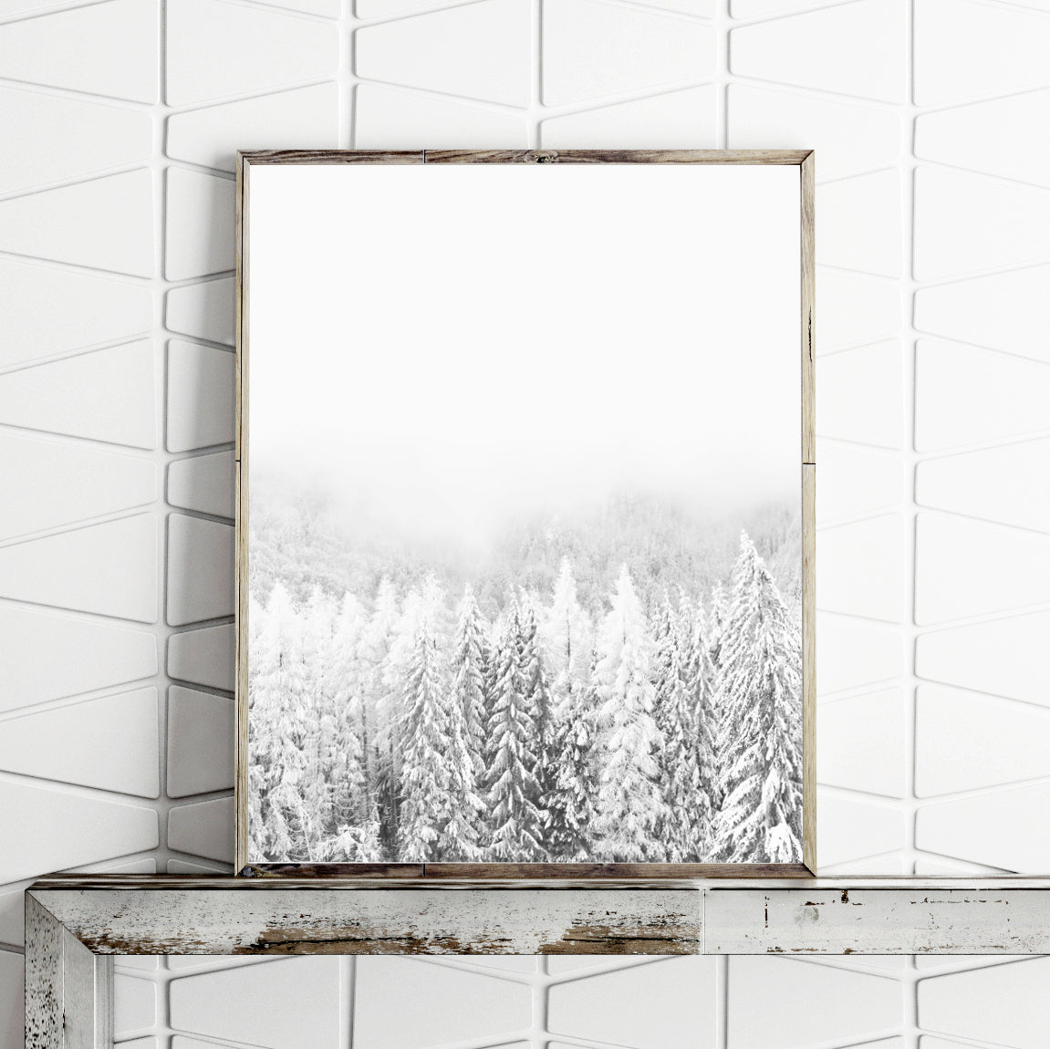 Black & White Nature Wall Art, Winter Forest Photography Print, Large Nordic Wall Decor | arrtopia