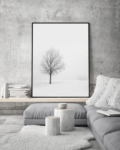 Black & White Nature Wall Art, Winter Landscape Photography Print, Large Nordic Wall Decor | arrtopia