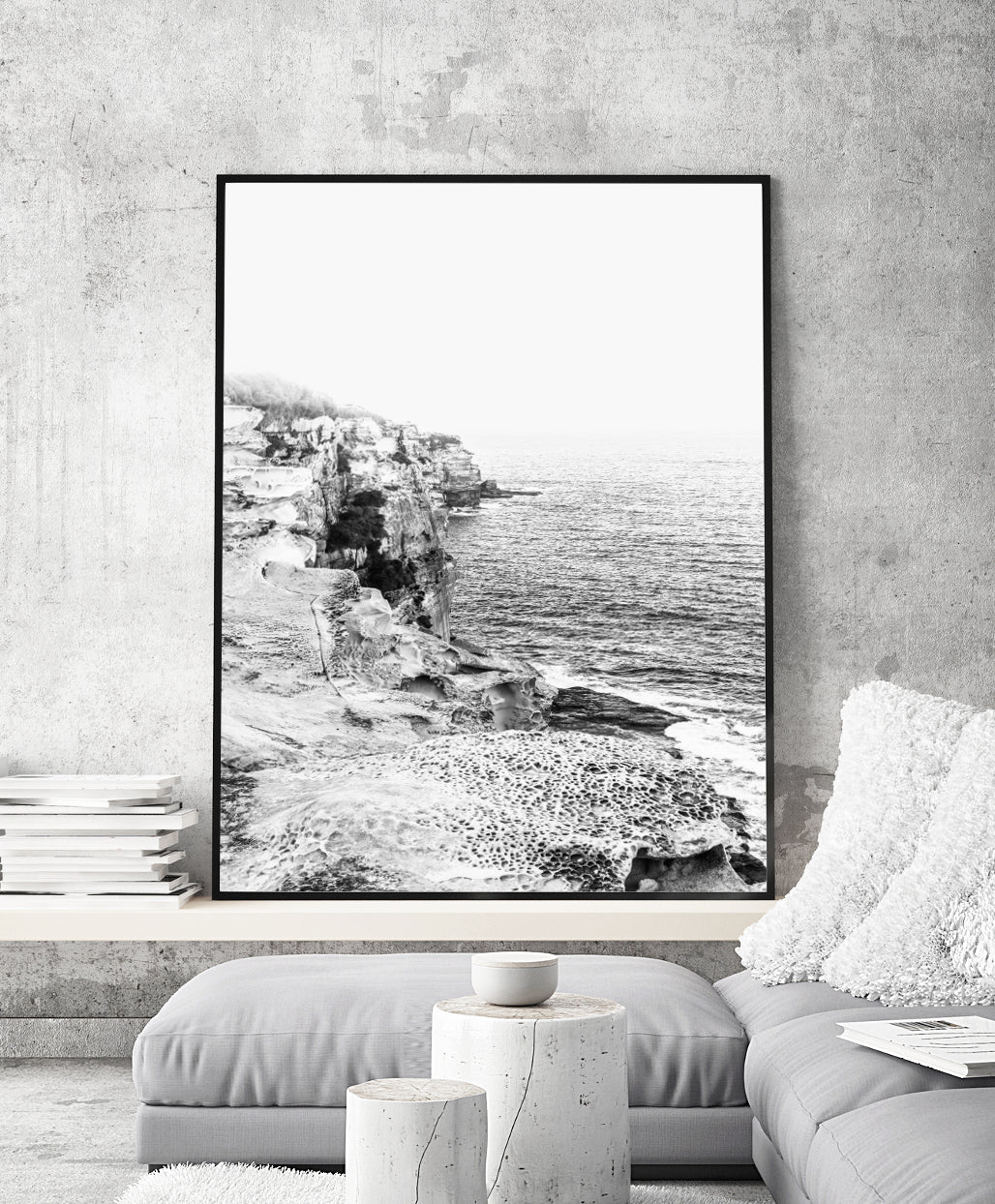 Coastal Wall Art, Black & White Coastal Landscape Photography Print, Extra Large Wall Decor | arrtopia