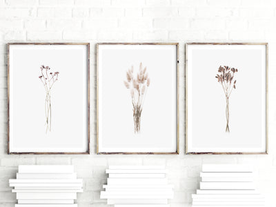 Wildflowers and Bunnytail Grass - Set of 3