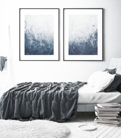 Abstract Wall Art, Contemporary Blue Art Print Set, Large Canvas | arrtopia