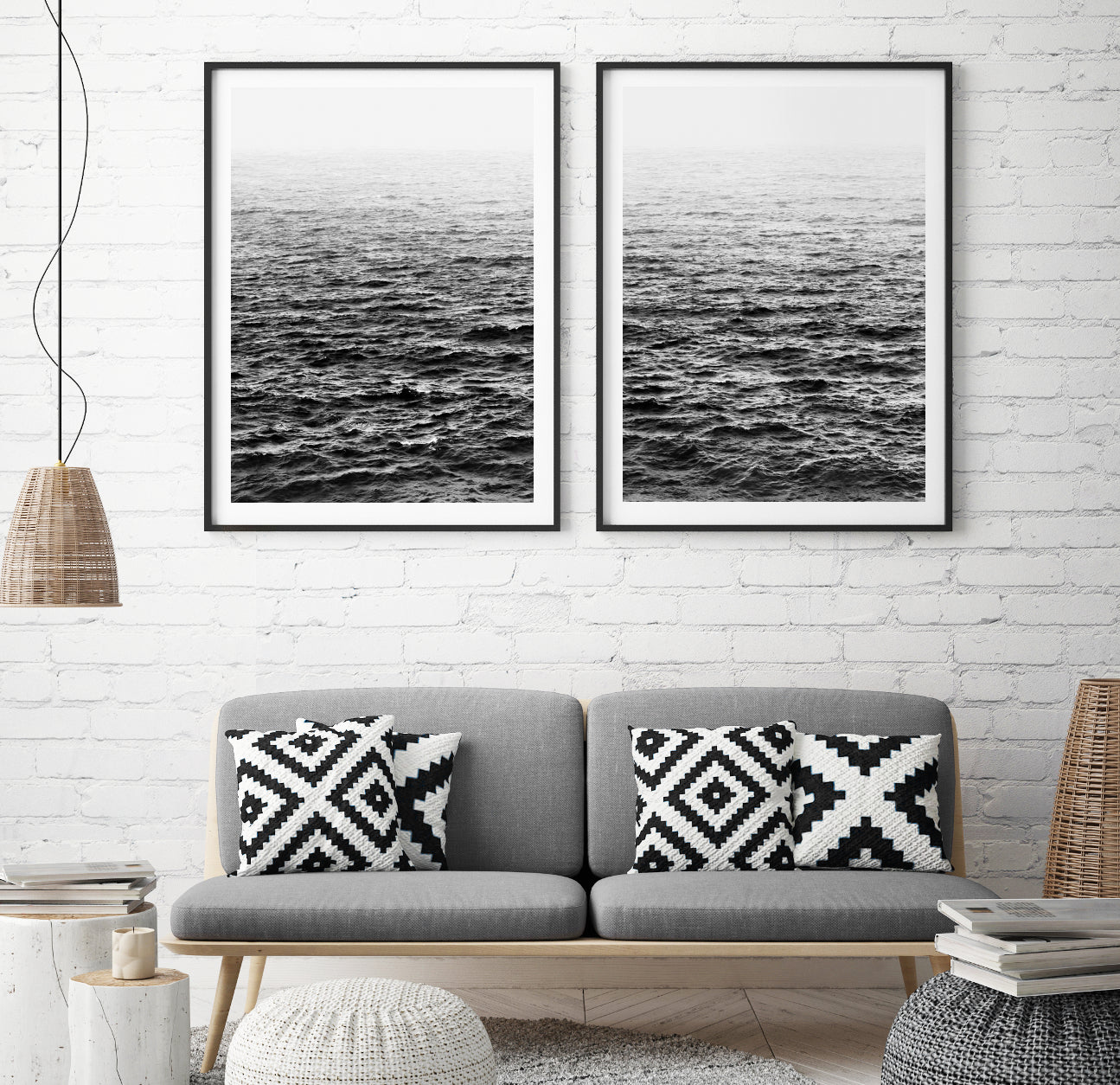 black & white ocean wall art prints set of 2 | arrtopia