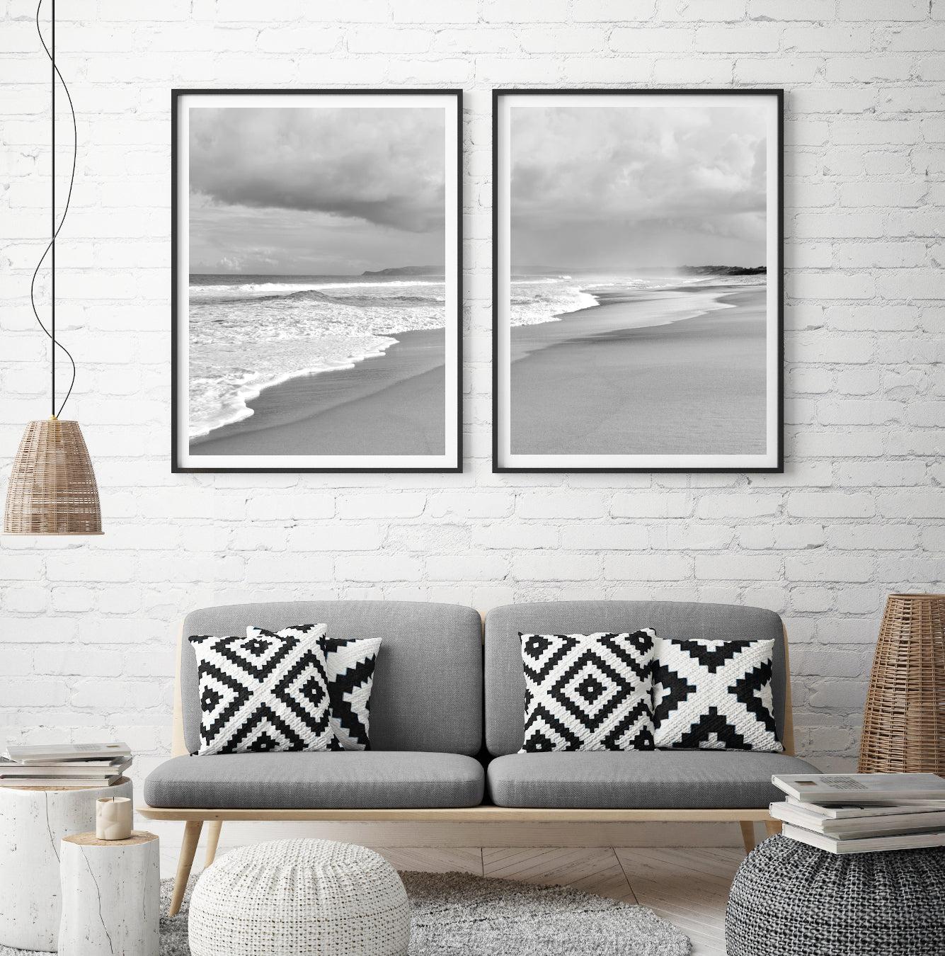 black & white coastal wall art, set of 2 prints | arrtopia